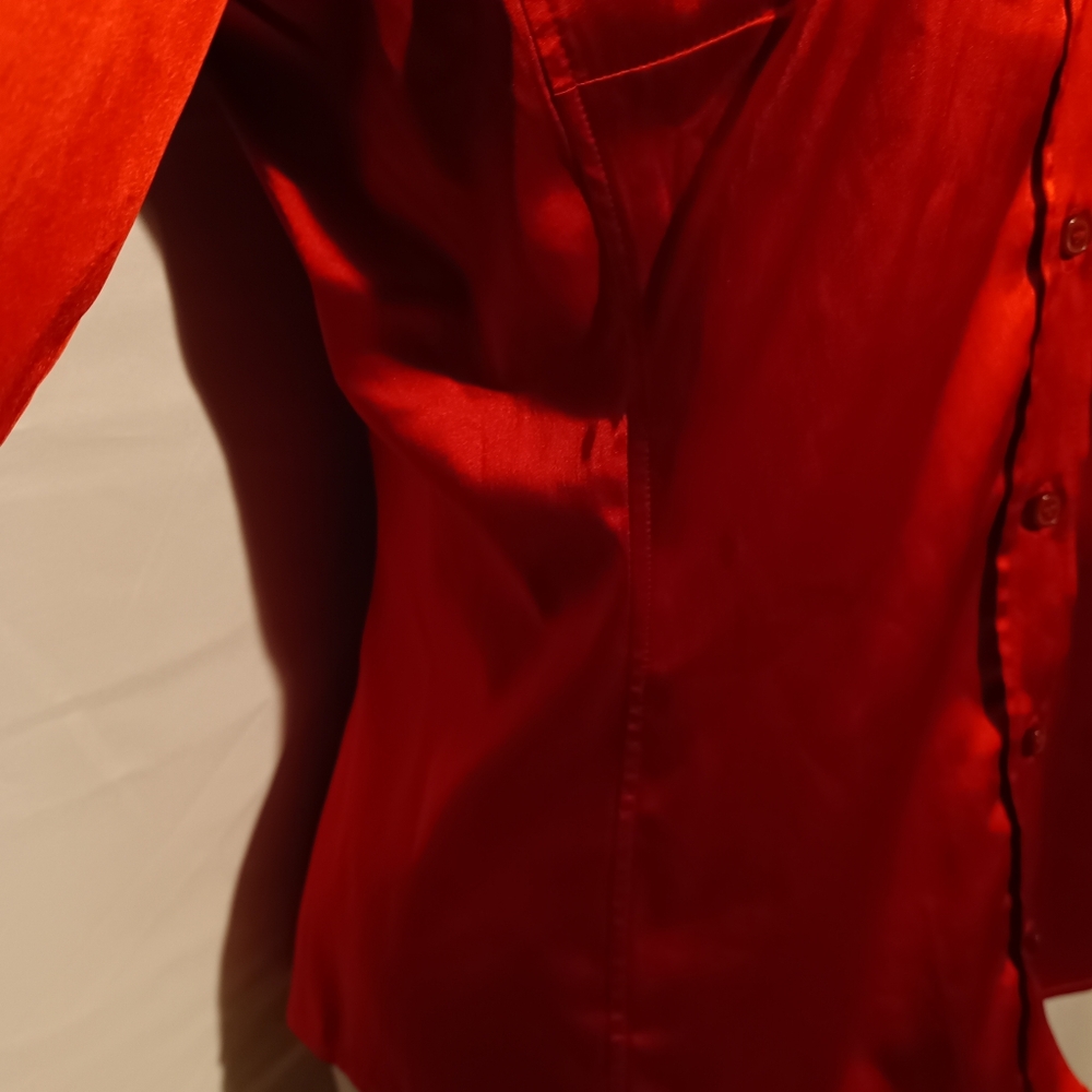🍋NY&C Ruby Red Button-Down Shirt | Size Small - Picture 6 of 12